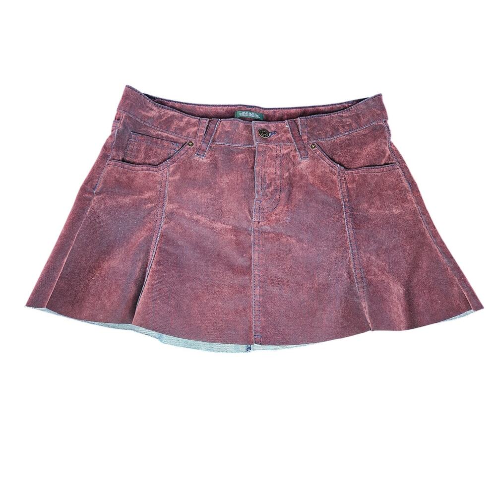 Fable Wine Color Denim Skirt Size 2 Mini Velvety Soft NWOT 30"W 13"L B-63
